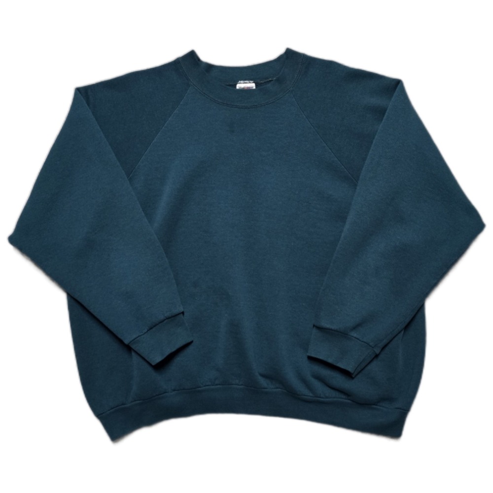 Vintage‎ 80s Fruit Of The Loom Forest Green Blank Raglan Sweatshirt Mens 3XL
